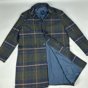 Men's Plaid Wool Blend Coat